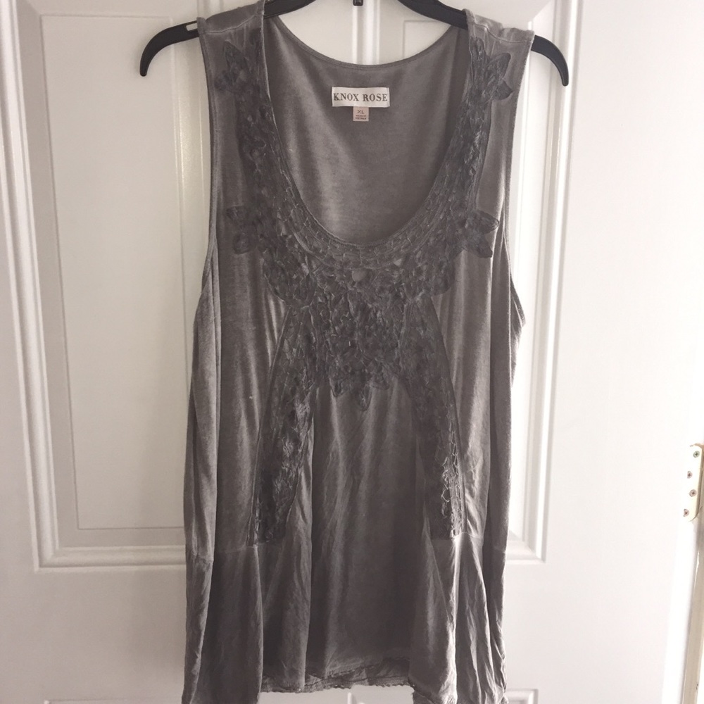 Gray Cotton Tank Top with embellishment